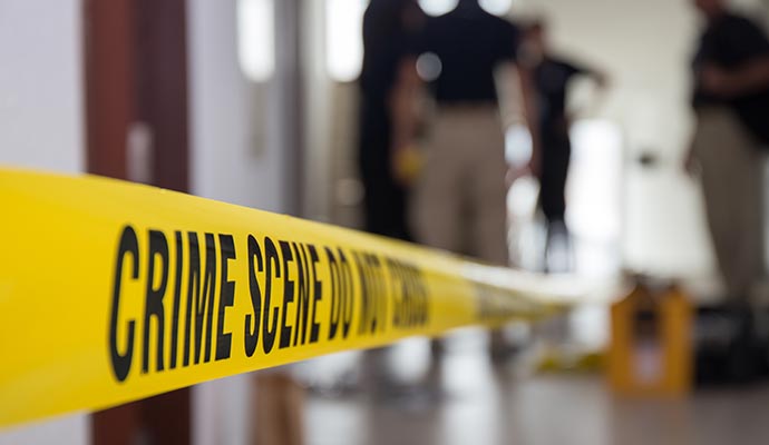 Accident investigation zone with crime scene barrier