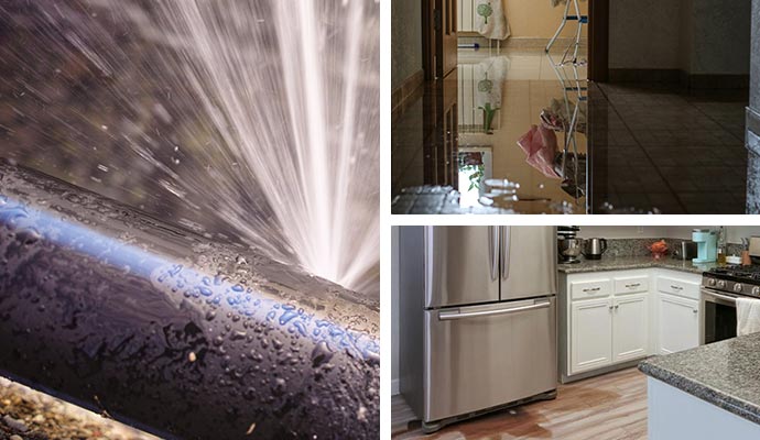 broken pipe, flood damage, appliance leak
