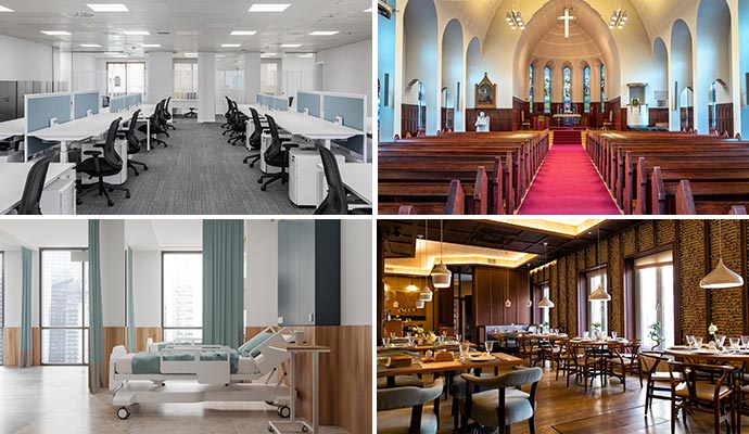 Collage of commercial properties Collage of commercial properties