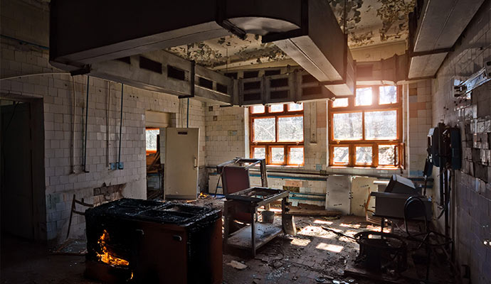 Fire damaged restaurant