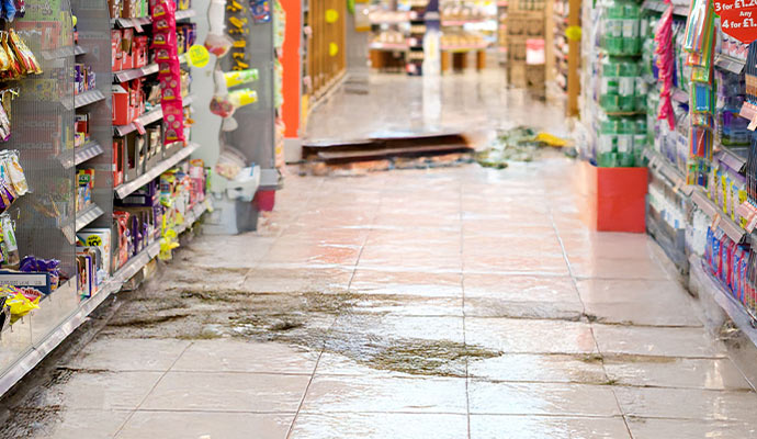 Water damaged grocery store floor Water damaged grocery store floor