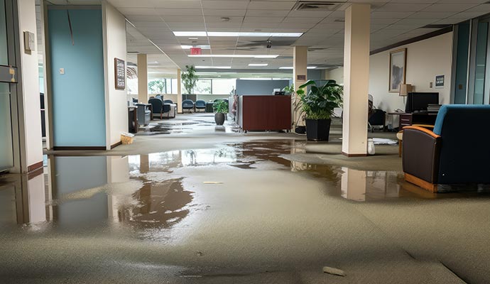 Water damaged office building