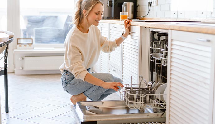 Person using dishwasher Person using dishwasher