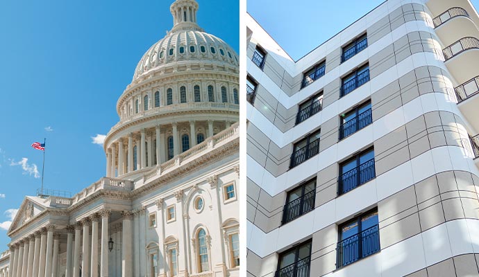 Collage of government and hotel building