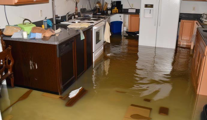 Flood damaged house
