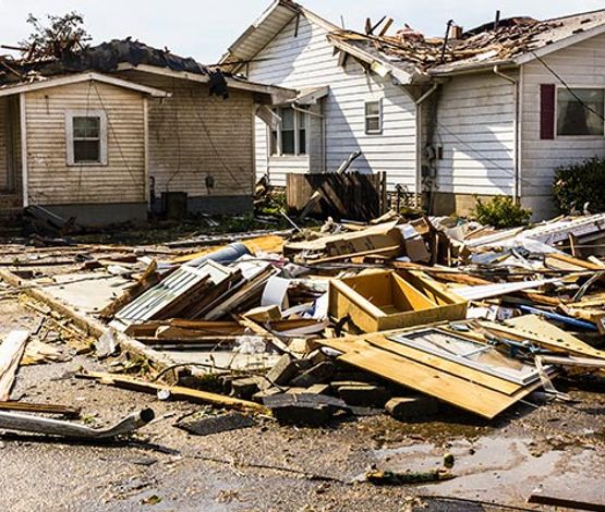 A storm damaged house