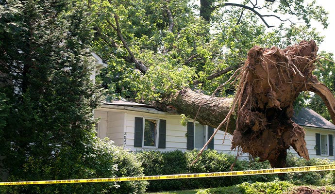 A wind damaged house