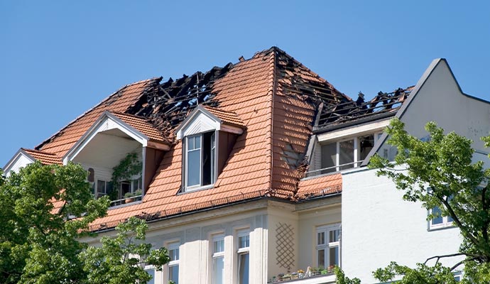 Fire damaged house