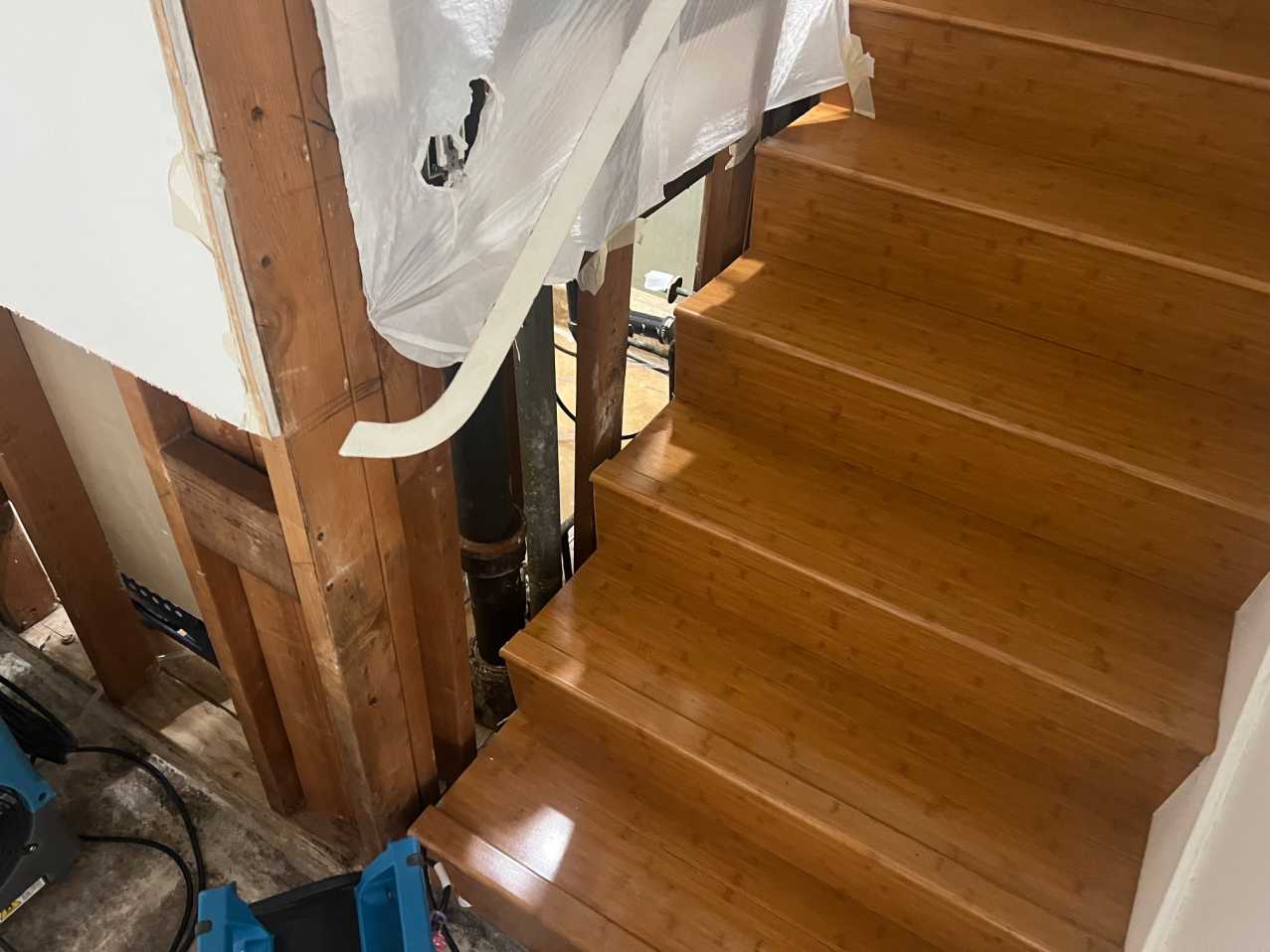 staircase drywall removed After