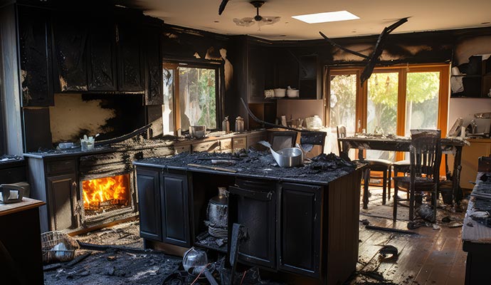 Fire damaged interior