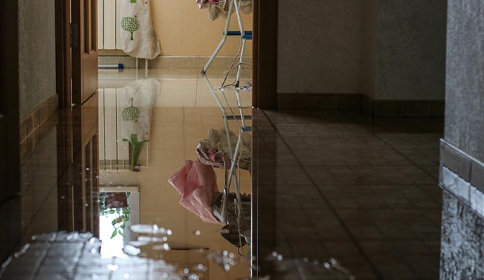 Water damaged room floor
