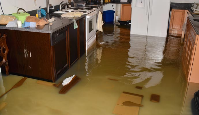 Flood damaged house floor