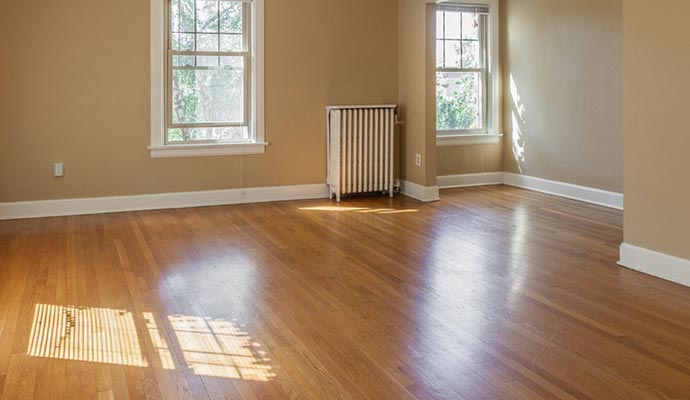 Newly replaced wooden floor