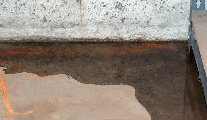 Water damaged stone floor