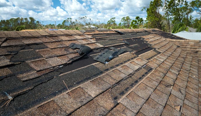 Water damaged roof