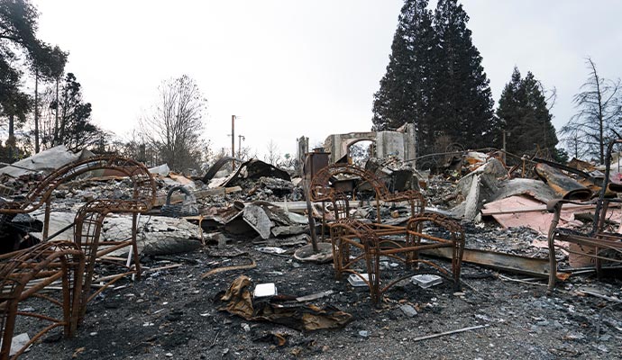Wildfire damaged property